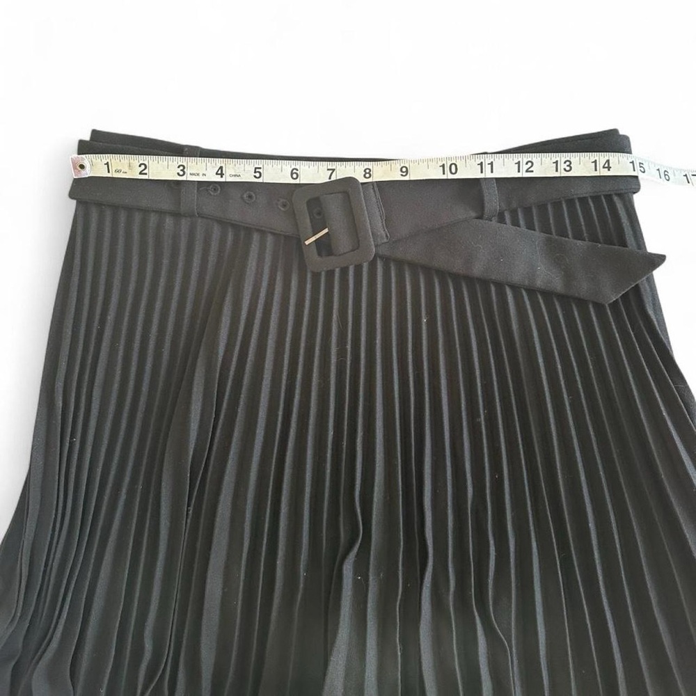 Zara black pleated midi skirt with belt size M goth grunge dark academia witchy - Picture 6 of 8